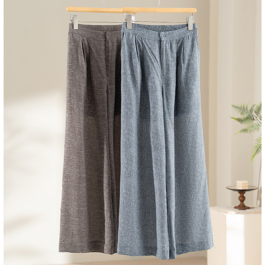 Women Wide Pleated Pants with High Elastic Waistband and Relaxed Fit Chichicherry