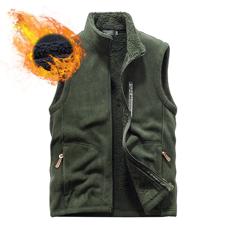 Men's fleece vest with teddy lining, stand-up collar and zip pockets Chichicherry