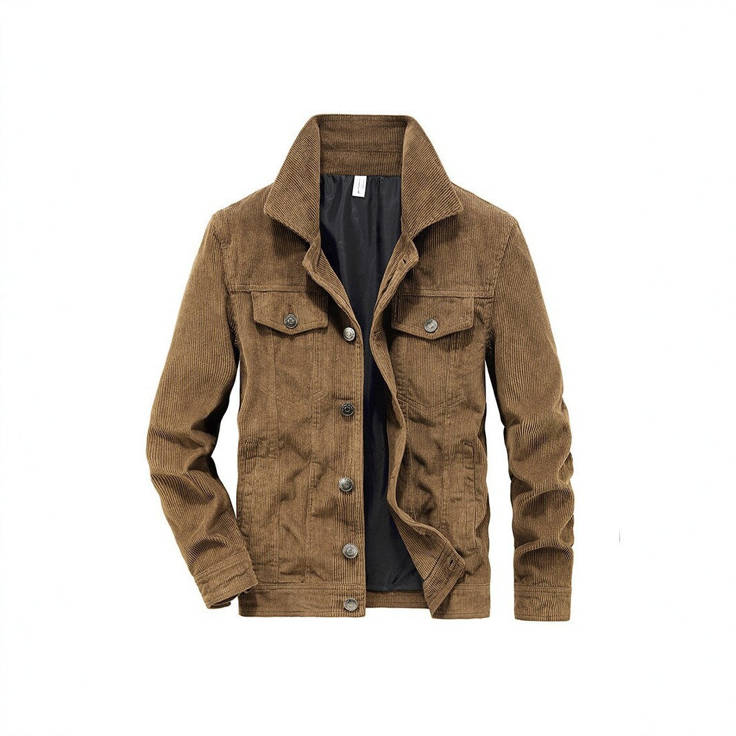 Men's cord jacket made of fine corduroy with shirt collar, chest pockets, and quilted inner lining Chichicherry