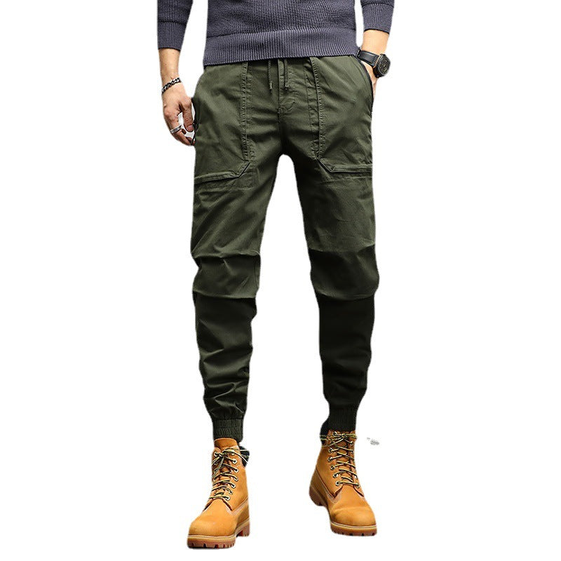 Men's Cargo Jogger Pants with Utility Pockets and Elastic Cuffs Chichicherry