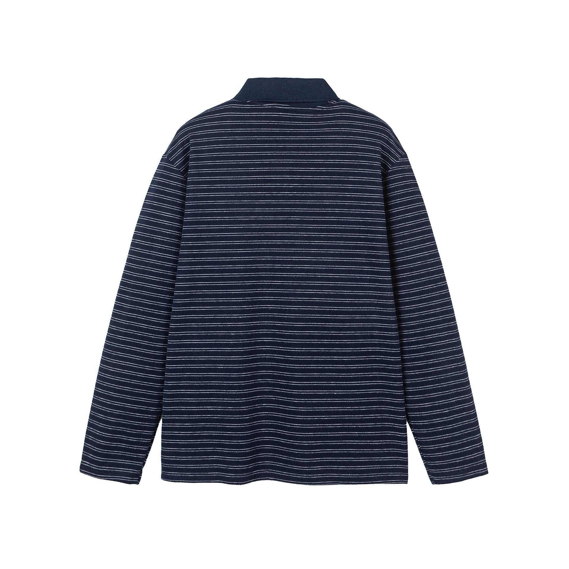 Men's Long Sleeve Polo Shirt in Striped Jersey with Henley Placket Chichicherry
