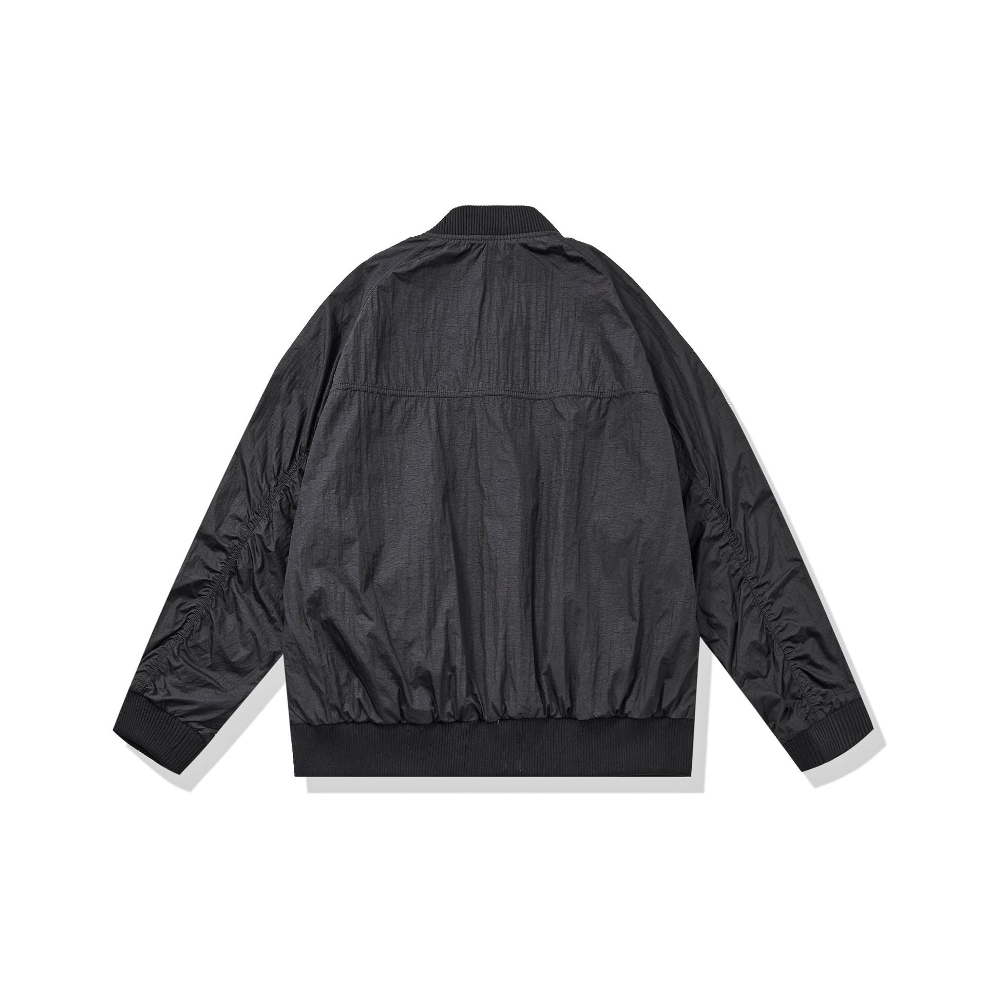 Unisex Lightweight Boxy Bomber Jacket made of Nylon with Ribbed Collar and Flap Pockets Chichicherry