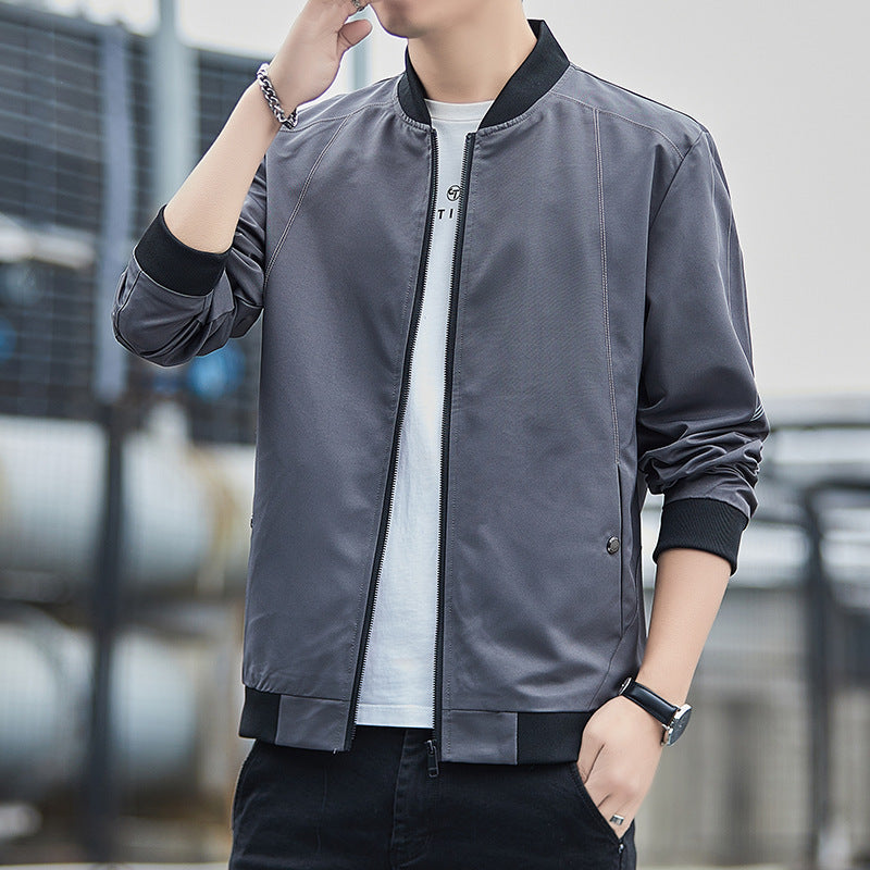 Men's Lightweight Windproof Tech Bomber with Ribbed Cuffs and Minimalist Seam Details Chichicherry