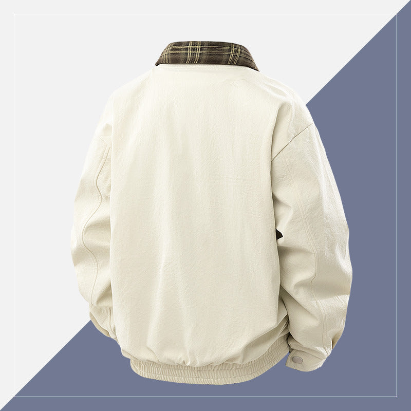 Men's Casual Layering Transitional Jacket with Checked Lining and Zipper Chichicherry