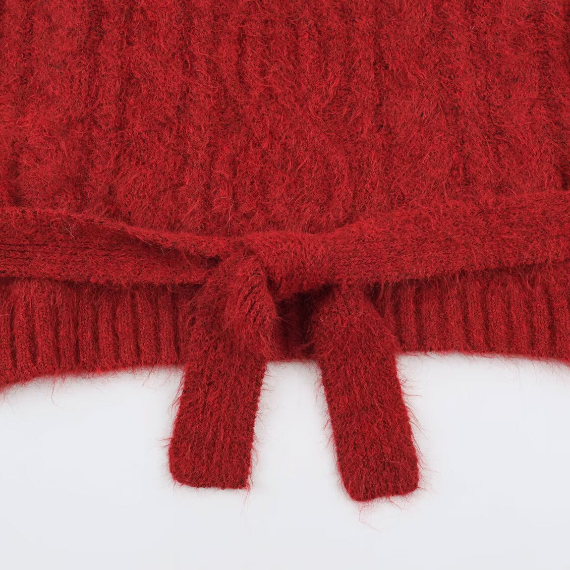 Women's Sleeveless Cable Knit Vest with Roll Neck and Ties Chichicherry