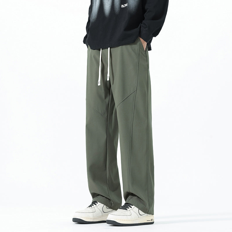 Men's Relaxed-Fit Leisure Pants with Drawstring Waist and Seams Chichicherry