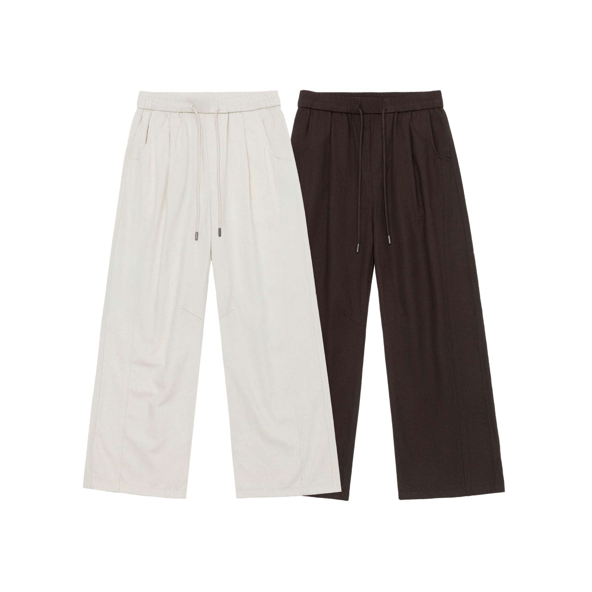 Women's Wide Culotte Pants made of cotton blend with elastic waistband and drawstring