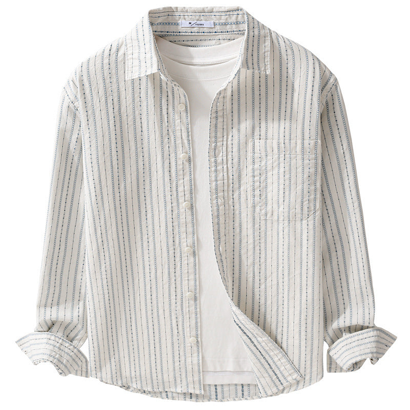 Men Striped Overshirt made of cotton blend with chest pocket and relaxed fit Chichicherry