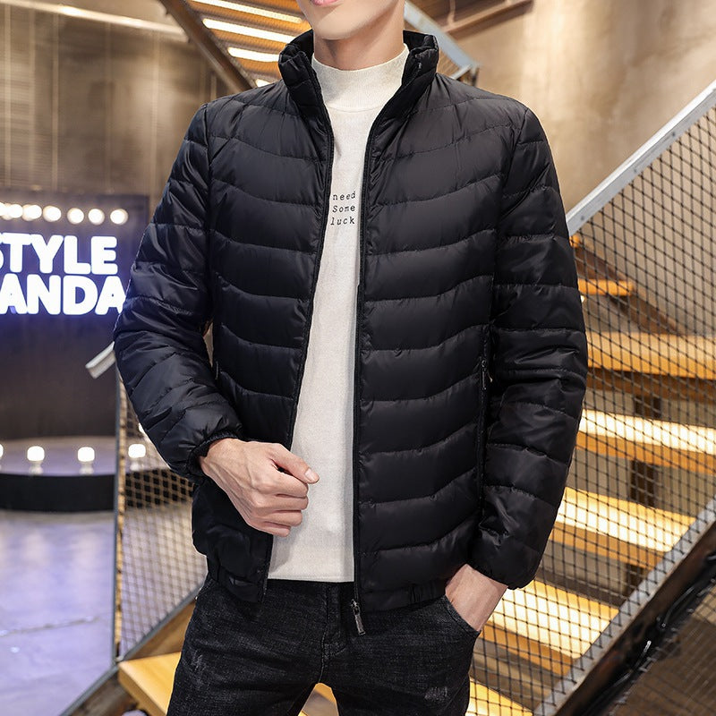 Men's Lightweight Quilted Down-Look Jacket with Stand-Up Collar Chichicherry