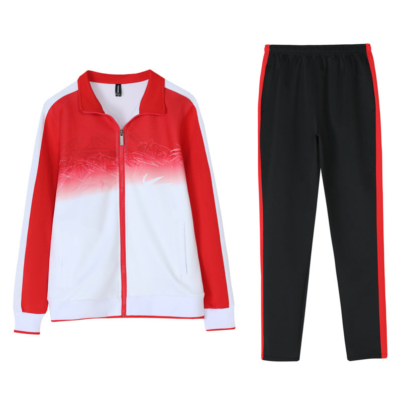 Unisex Breathable Training Set with Gradient Jacket and Contrast Stripes Chichicherry