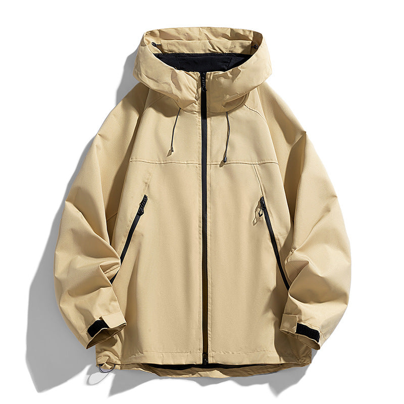 Men's Technical Hooded Utility Jacket with Contrast Panels and Water-Repellent Membrane Chichicherry