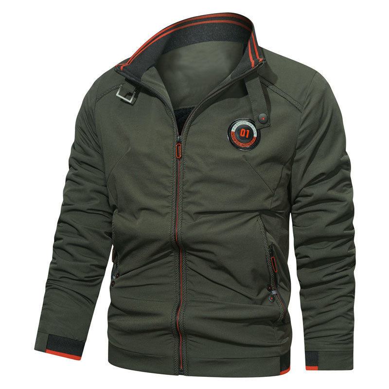 Men's lightweight zip jacket with stand-up collar, sporty contrast details, and zip pockets Chichicherry