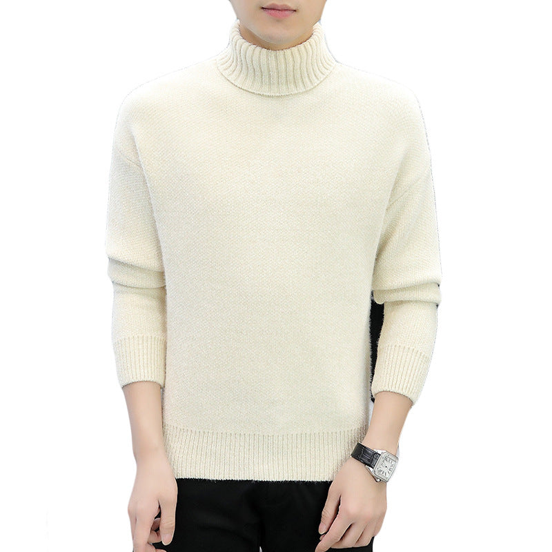 Men's turtleneck sweater made of boucle fine knit with ribbed cuffs Chichicherry