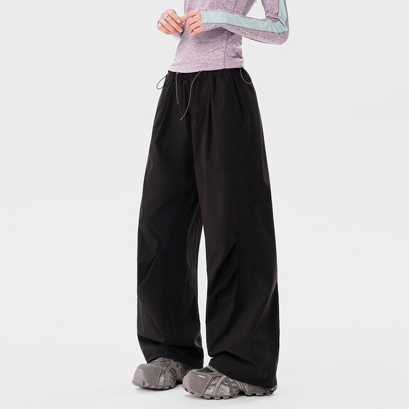 Women's wide technical cargo pants with drawstring waistband Chichicherry