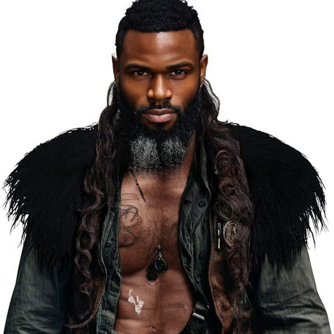 Men's faux fur shoulder cape in Nordic style with voluminous long pile Chichicherry