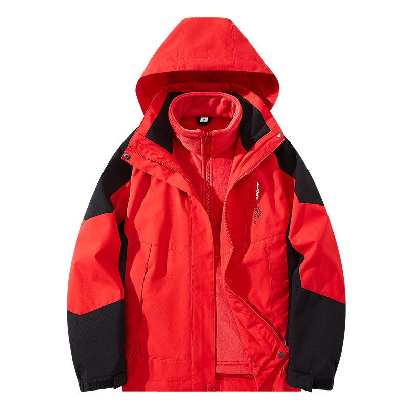 Men's water-repellent two-layer trekking jacket with removable fleece inner jacket and hood Chichicherry