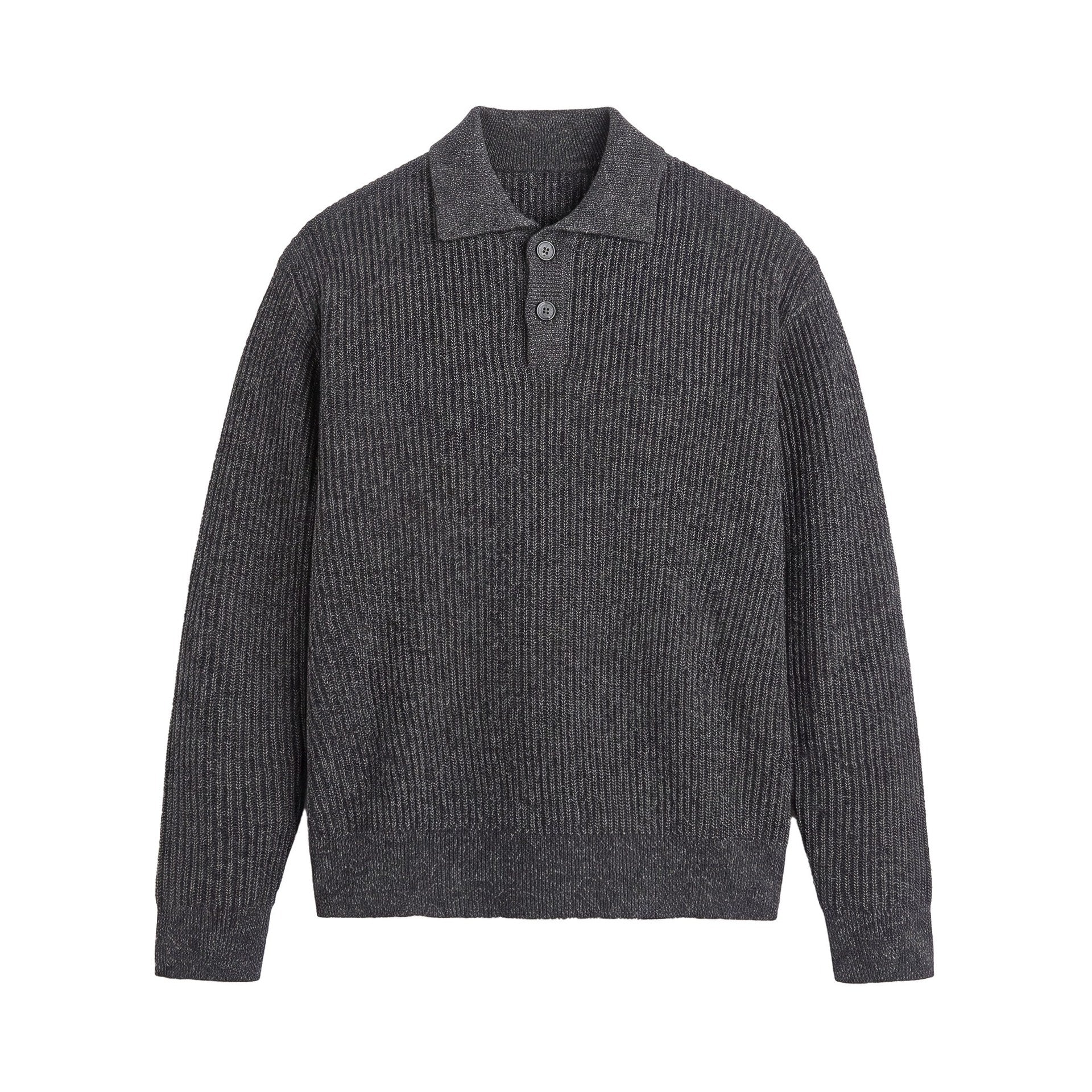 Men's knit sweater with polo collar and distinctive ribbed structure Chichicherry