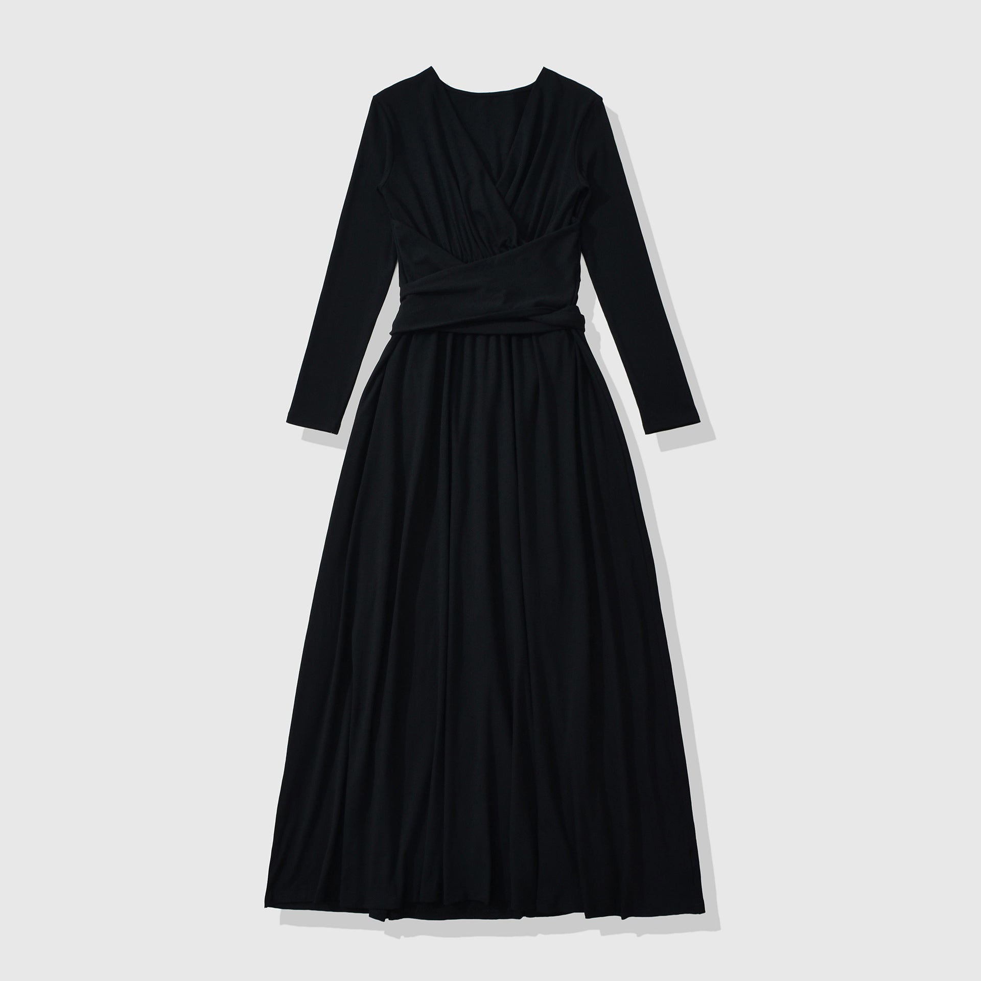 Women's Maxi Wrap Dress with Tailored Wrap Section and Long Sleeves Chichicherry