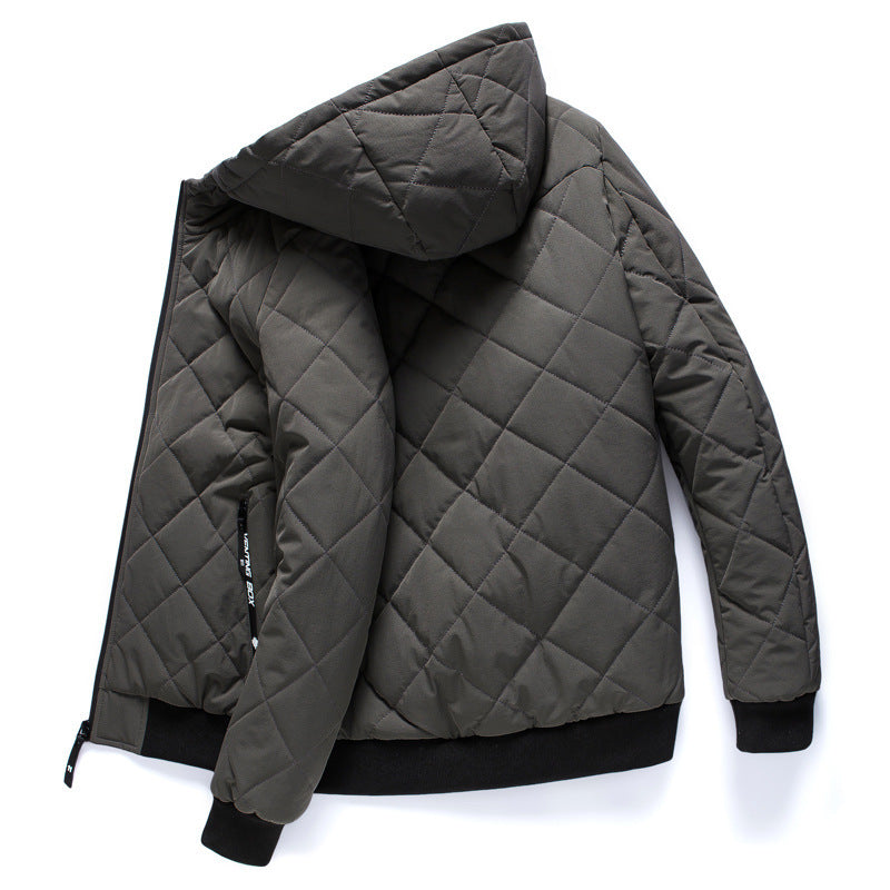 Men's quilted hooded jacket with light thermo insulation and ribbed cuffs Chichicherry