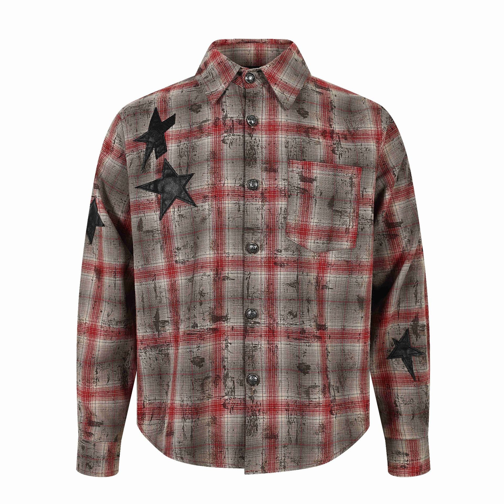 Women's shirt jacket in oversized cut with star appliqués Chichicherry