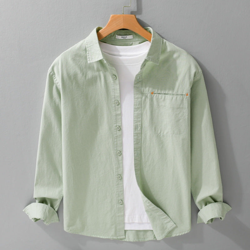 Men's Lightweight Cotton Layering Overshirt with Tonal Chest Pocket and Soft-Touch Finish Chichicherry
