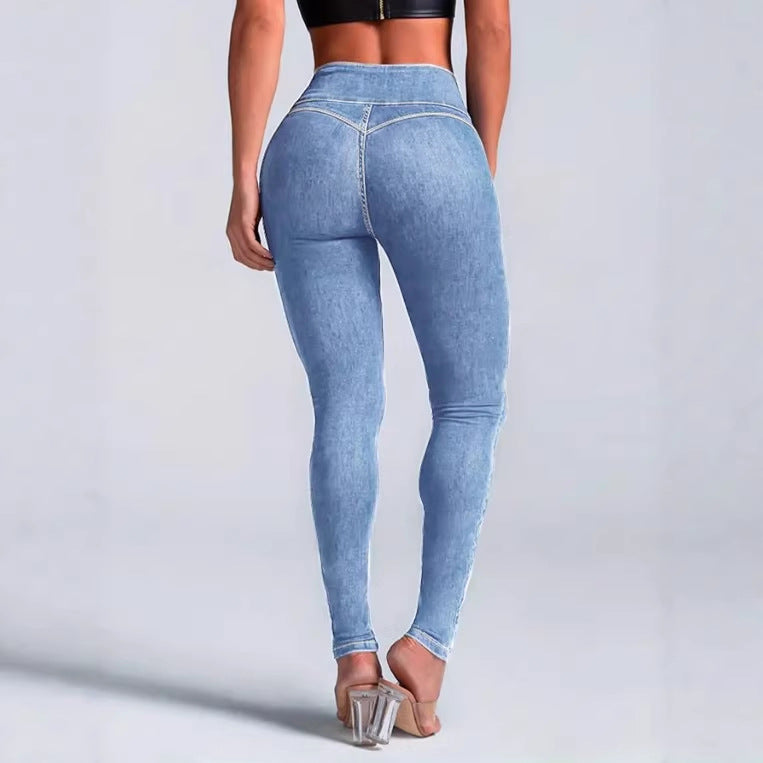Women's Sculpting High Waist Skinny Jeans with V-Shaped Waist Chichicherry