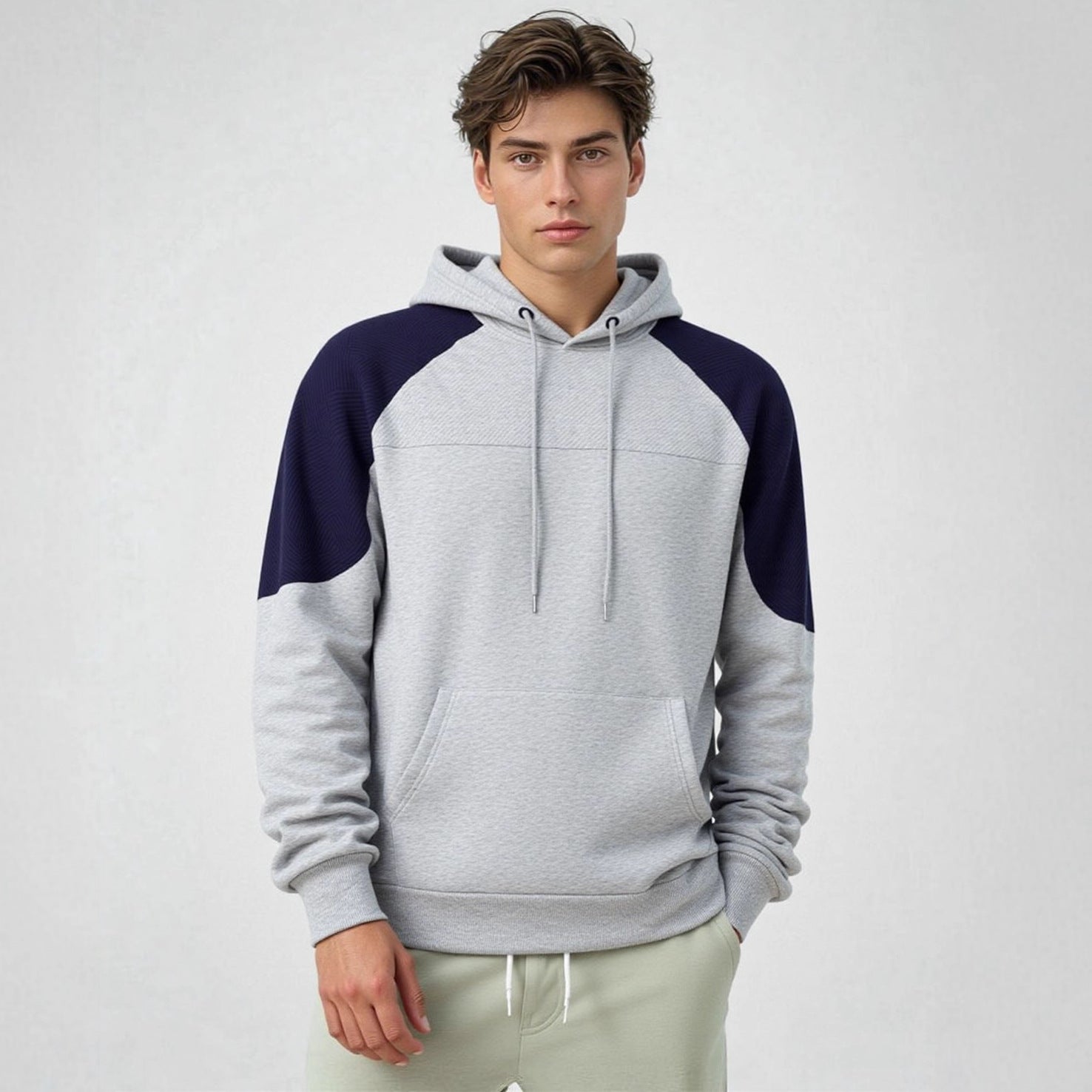 Men's hoodie with textured inserts and kangaroo pocket Chichicherry