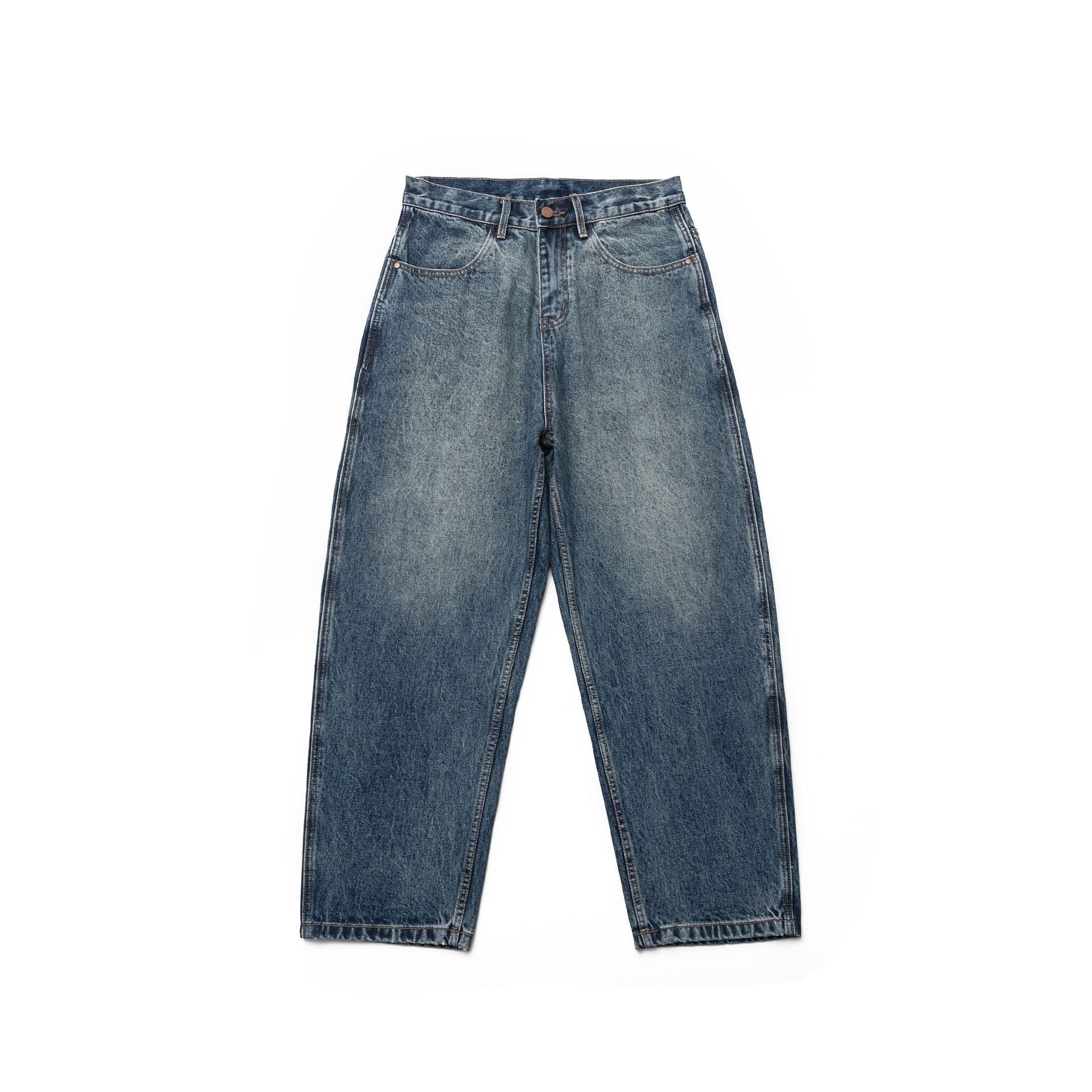 Women High-Waisted Straight Jeans in Retro Workwear Style with Straight Leg Chichicherry