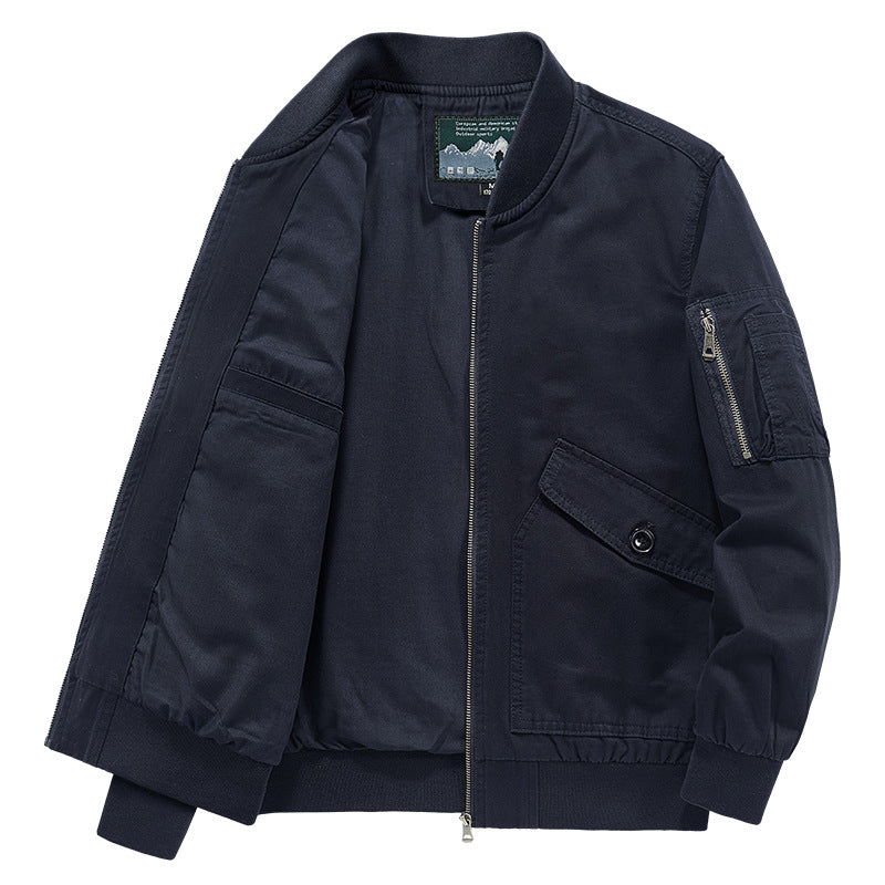 Men's lightweight canvas bomber in pilot cut with zip arm pocket and angled flap pockets Chichicherry