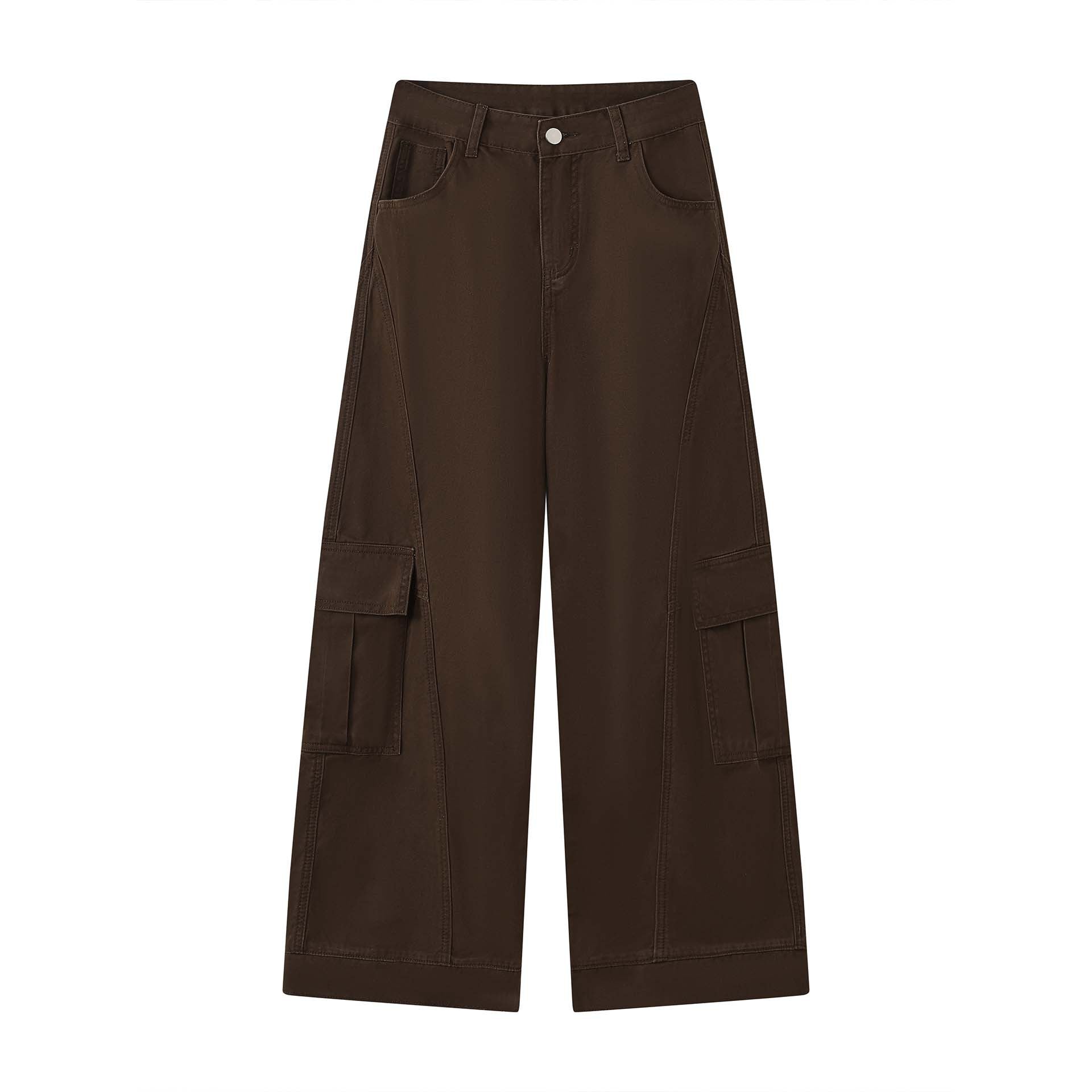 Ladies' Wide Cargo Baggy Pants with Large Flap Pockets Chichicherry