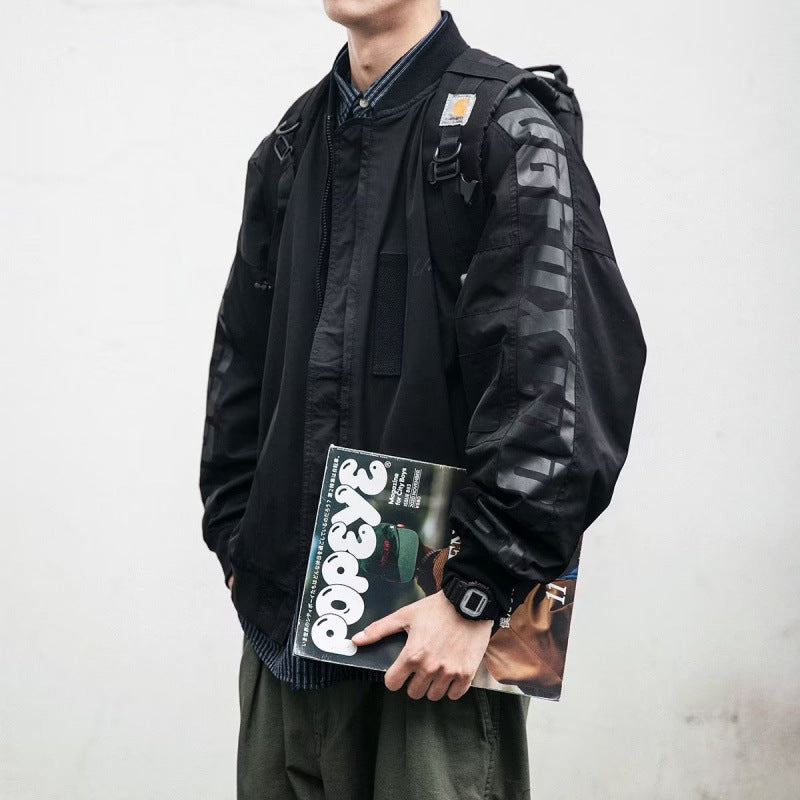 Unisex Leichte Oversize-Bomberjacke aus Nylon mit reflektierenden Ärmeln und Rippbündchen Chichicherry