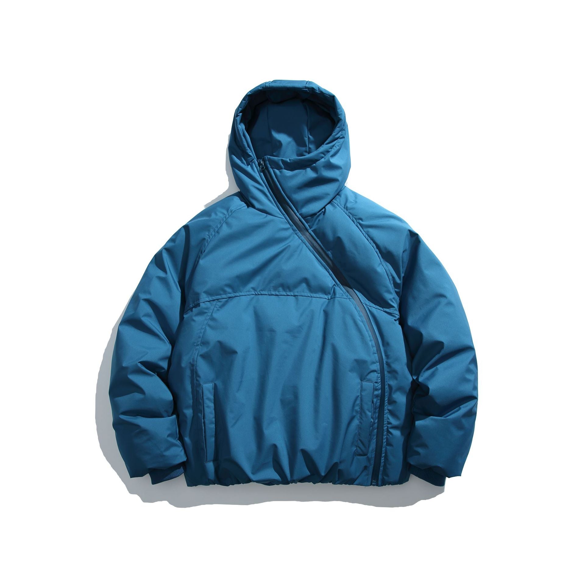Unisex Short-cut asymmetrical padded parka with hood and thermo insulation Chichicherry