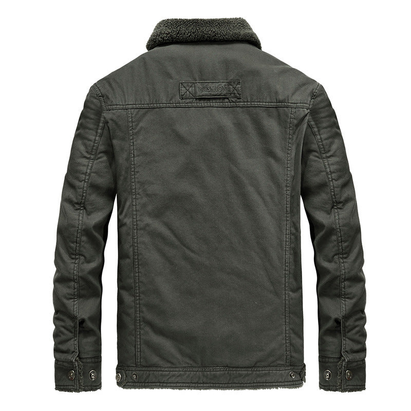 Men's robust canvas field jacket with warming sherpa lining and shirt collar Chichicherry