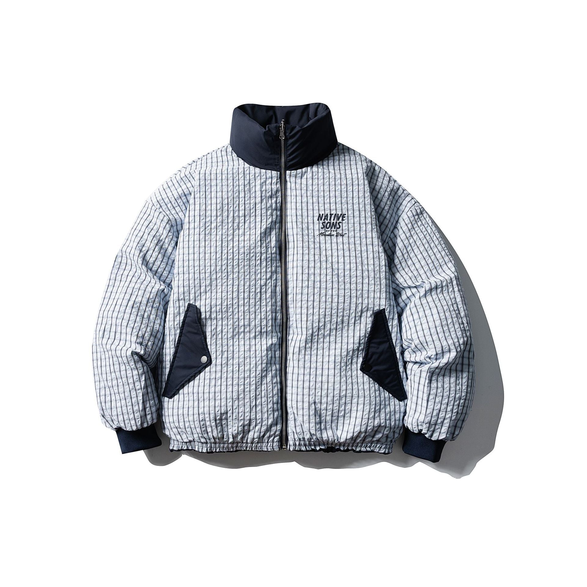 Men's Boxy Puffer Jacket with High Stand Collar and Minimalist Outer Shell Chichicherry