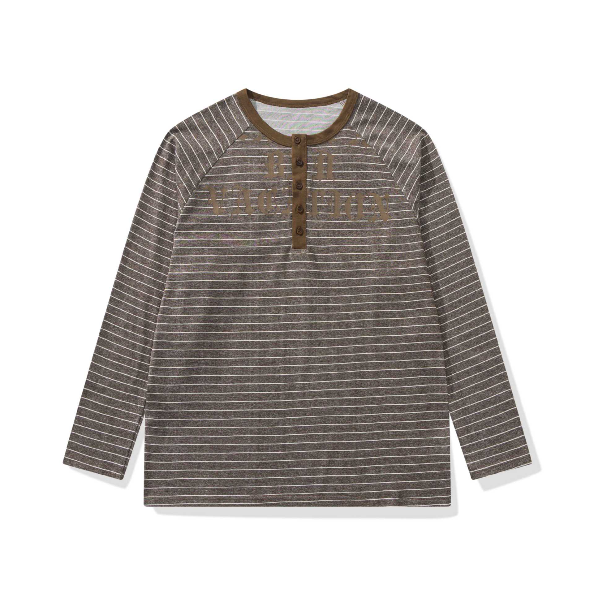 Men's Long Sleeve Henley with Raglan Sleeves and Button Placket Chichicherry