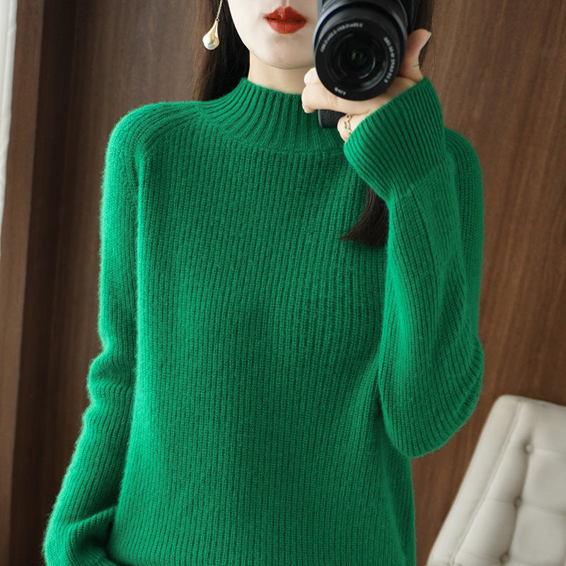 Women's short high collar sweater made of fine fine-knit with cashmere-like softness and raglan sleeves Chichicherry