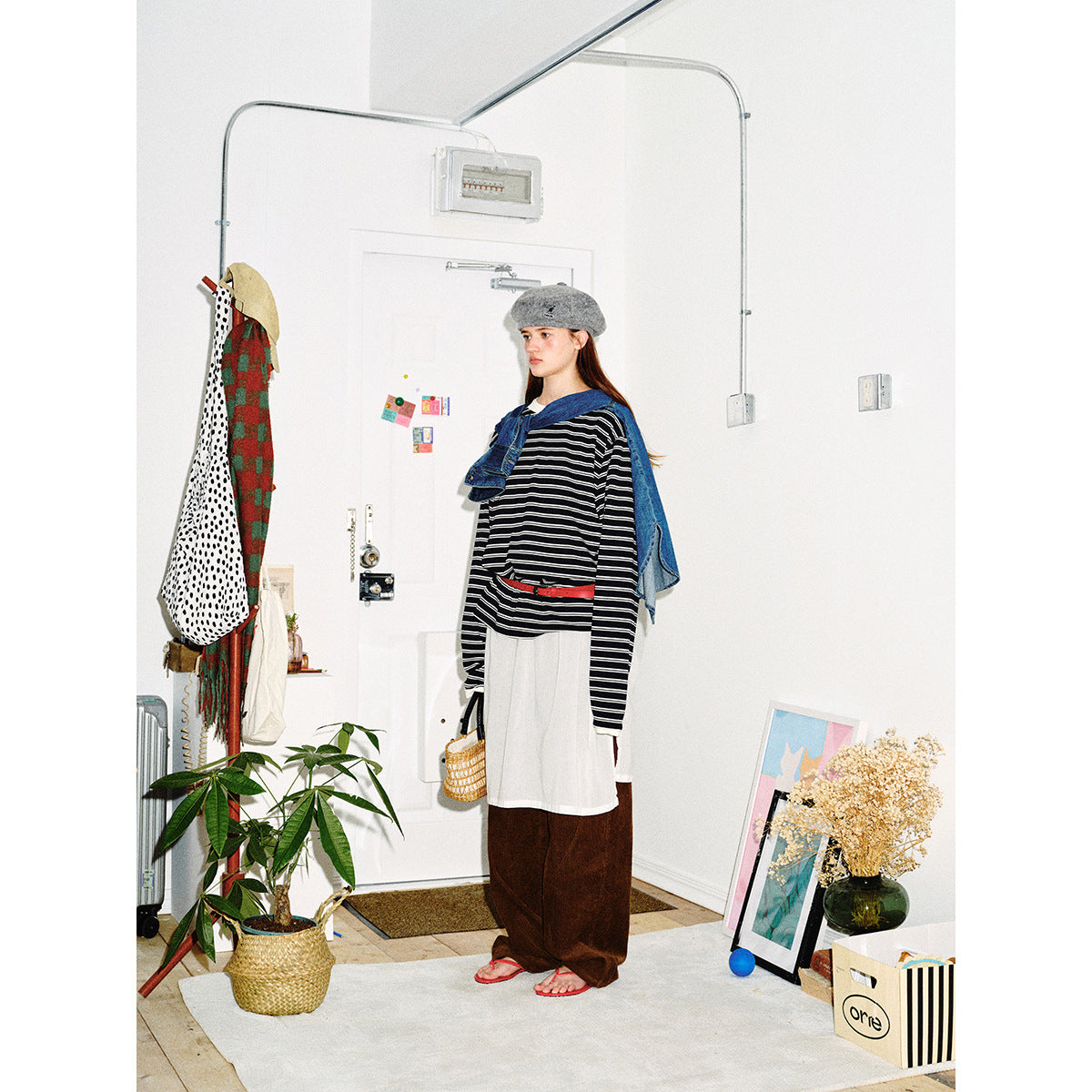 Unisex Striped Long Sleeve Shirt in Breton Style with Contrasting Ribbed Collar and Relaxed Fit Chichicherry
