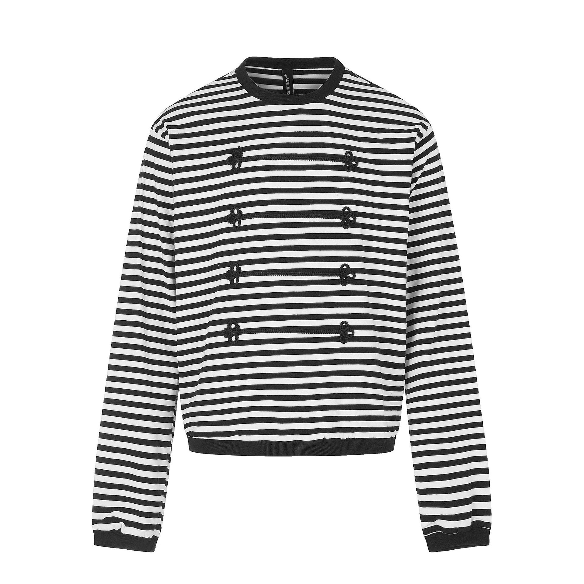 Women's maritime striped sweatshirt with decorative cords Chichicherry