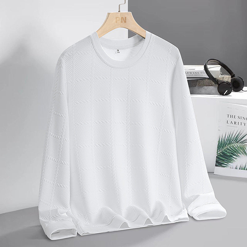 Men's finely structured round neck knitted pullover with check pattern and casual cut Chichicherry