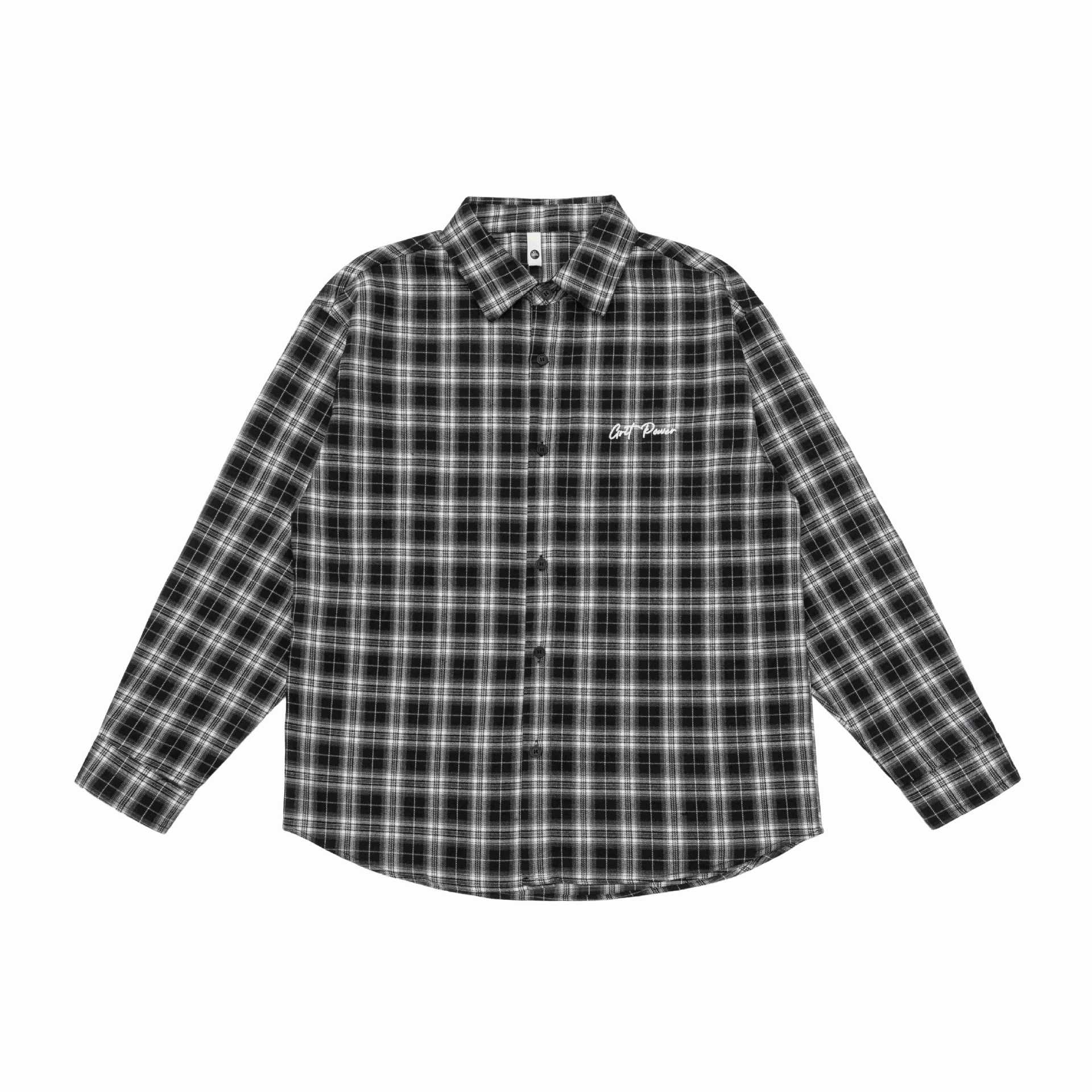 Unisex Boxy Flannel Shirt Jacket with Rounded Hem and Embroidered Chichicherry Chest Logo
