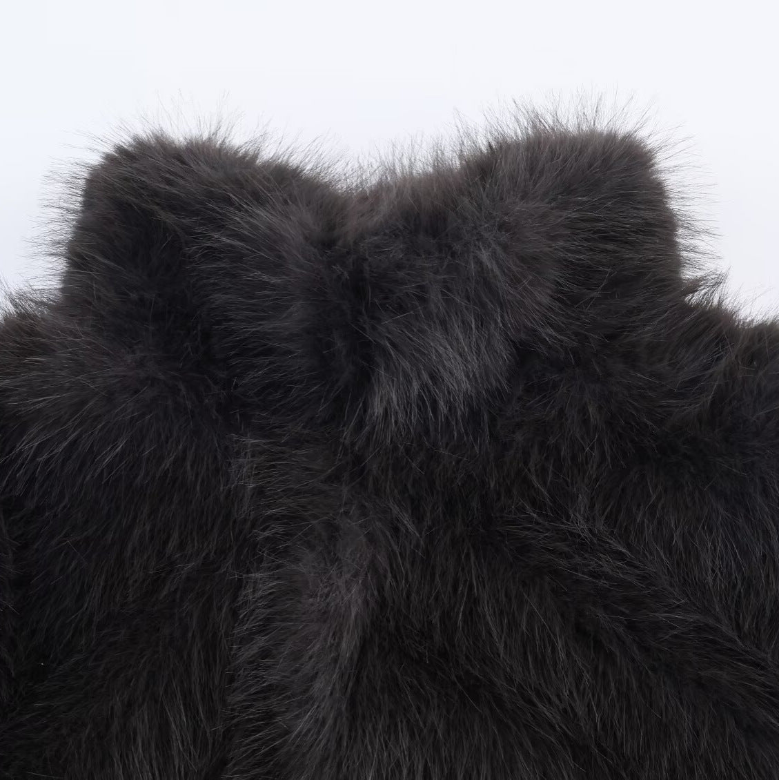 Women's Short Faux Fur Jacket with Stand Collar and Boxy Cut Chichicherry