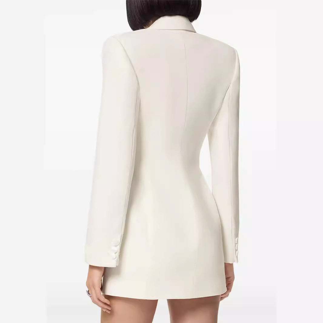 Women Short Tailored Blazer Dress in Double-Breasted Style Chichicherry