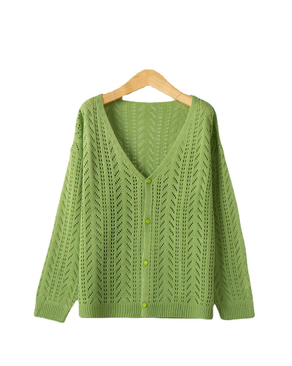 Women's Lightweight Lace Knit Cardigan with Deep V-Neck and Button Placket Chichicherry