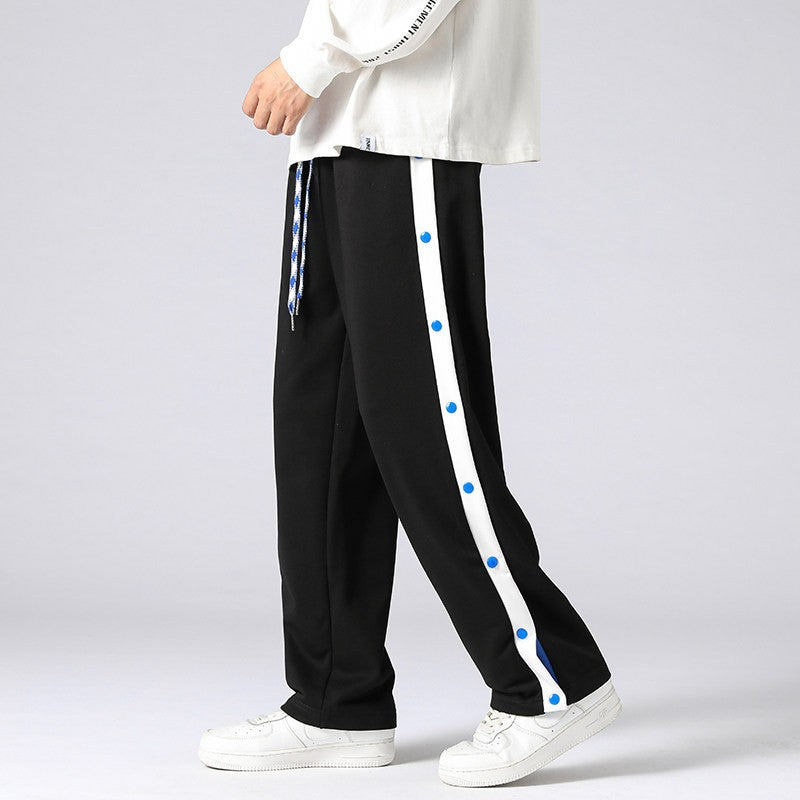 Men's Relaxed-Fit Sweatpants with Side Snap Placket and Split Leg Opening Chichicherry