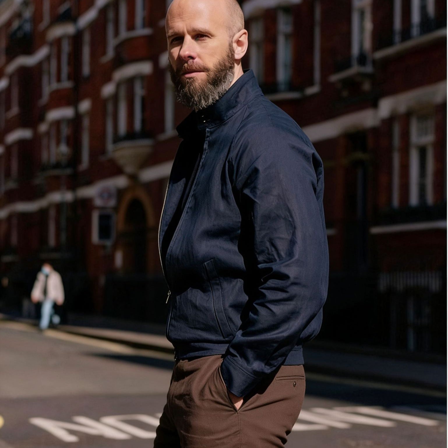 Men's Lightweight Harrington Jacket with Stand-Up Collar and Zipper Chichicherry