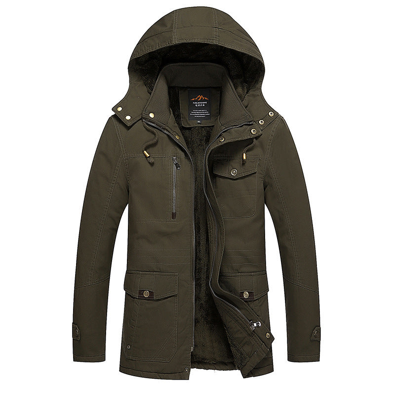 Men's insulated field parka with hood, cozy fleece lining and multifunctional pockets Chichicherry