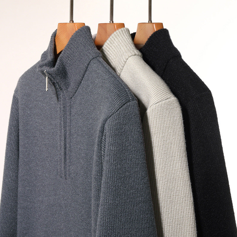 Men's thermo-lined half-zip pullover with stand-up collar and warming fleece inner side Chichicherry