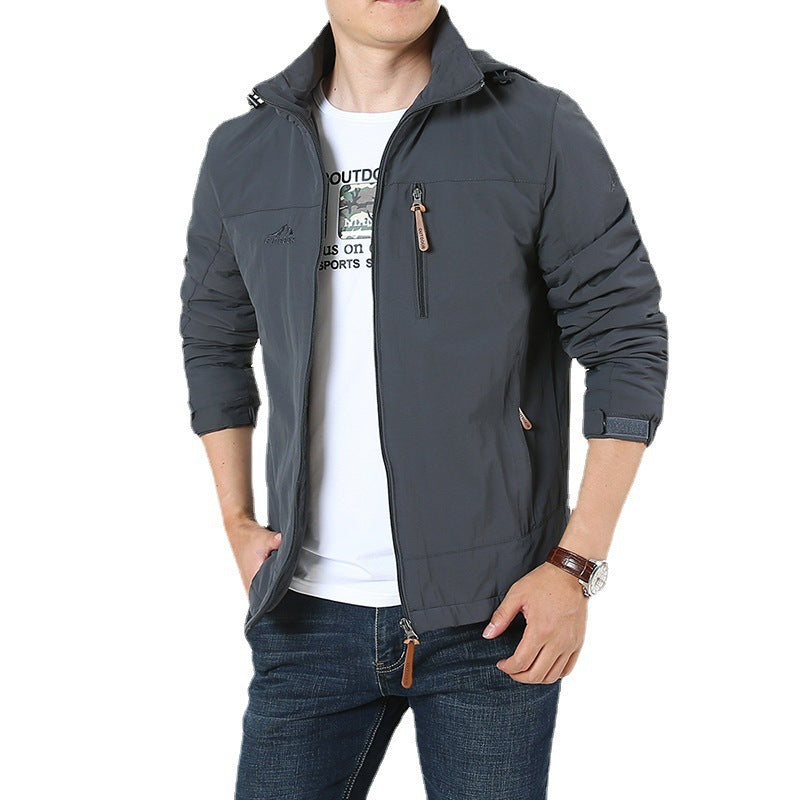 Men's Breathable Minimalist Softshell Field Jacket with Stand-up Collar and Chest Zip Chichicherry