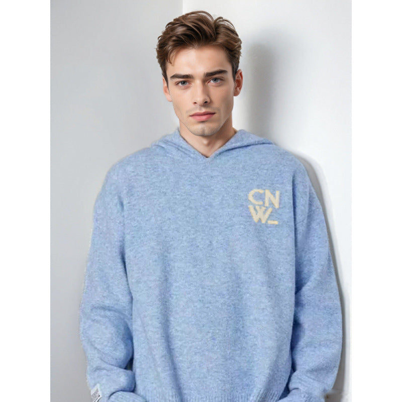 Unisex Oversized Kapuzenpullover mit V-Ausschnitt aus Feinstrick und Logo-Stick Chichicherry