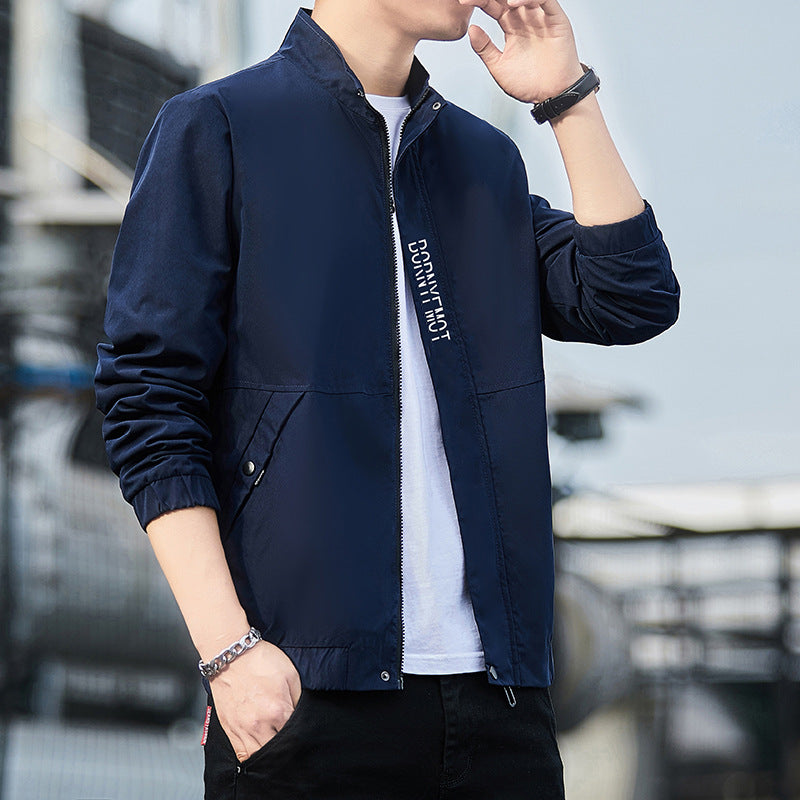 Men's Lightweight Urban Tech Blouson with Nanocoating, Stand Collar and Concealed Zipper Pockets Chichicherry